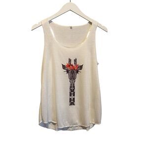 Flowy Tank Giraffe print floral crown size small‎